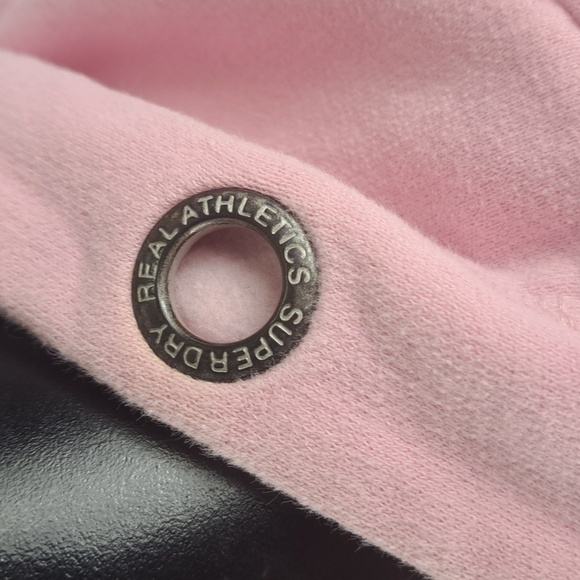 Superdry Tokyo spellout logo graphic pink & blue XL casual hoodie sweatshirt - Picture 3 of 5